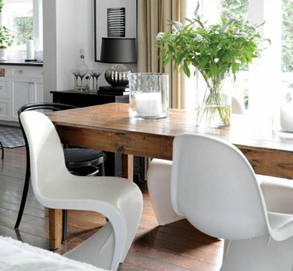 ruokasali ja tuolit panton -tuoli valkoiset suunnittelijatuolit