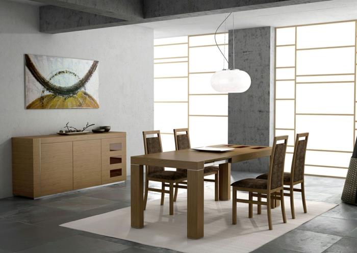 ruokasalin huonekalujen suunnittelu yksinkertainen minimalistinen valkoinen matto