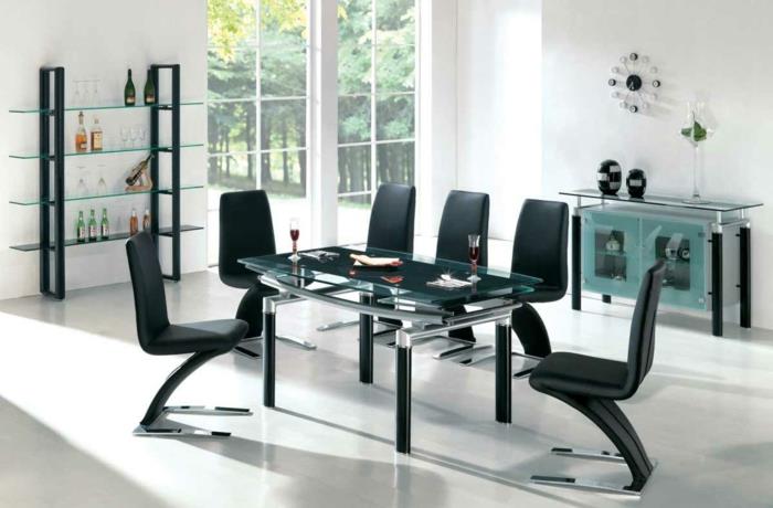 ruokasalin huonekalut modernit mukavat ruokapöydän tuolit musta seinäkello