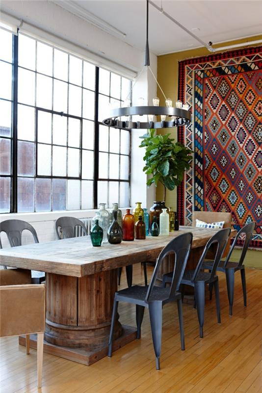 ruokasalin huonekalut modernit viileät tuolit maalaismainen ruokapöytä