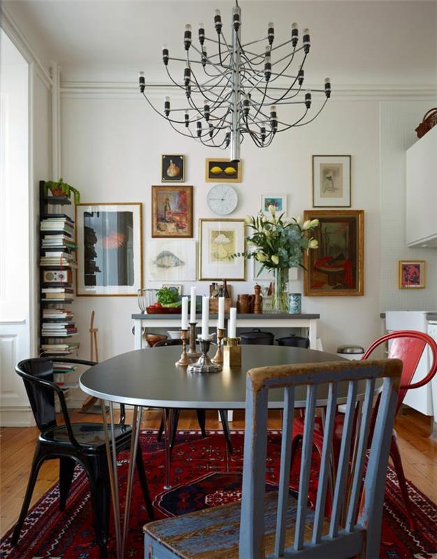 ruokasalin huonekalut moderni värillinen matto viileä ruokapöytä