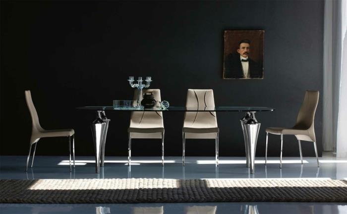 ruokasalin huonekalut moderni lasi pöytä tyylikkäät tuolit matto