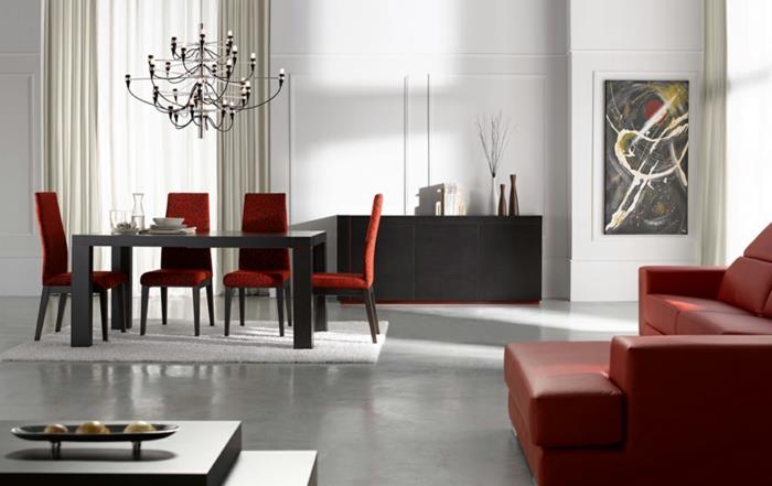 ruokasalin huonekalut modernit punaiset tuolit kattokruunu