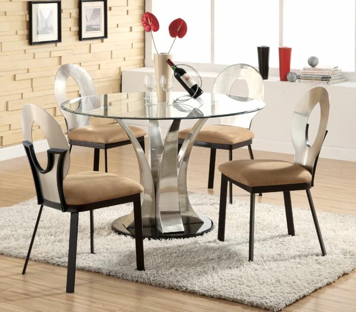 ruokasalin huonekalut moderni tyylikäs muotoilu matto lasipöytä