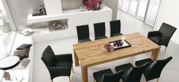 ruokasalin huonekalut moderni puinen pöytä mustat ruokapöydän tuolit