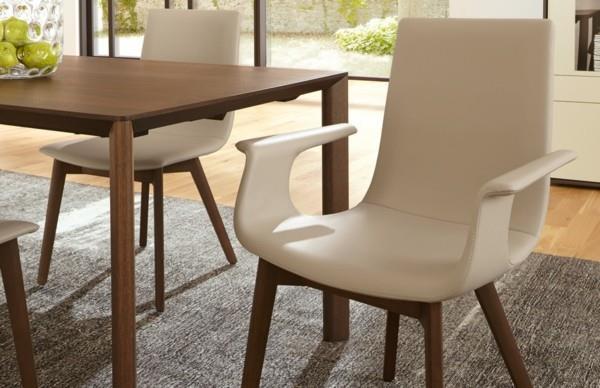 ruokapöydän tuolit käsinojilla beige nahka tyylikäs muotoilu
