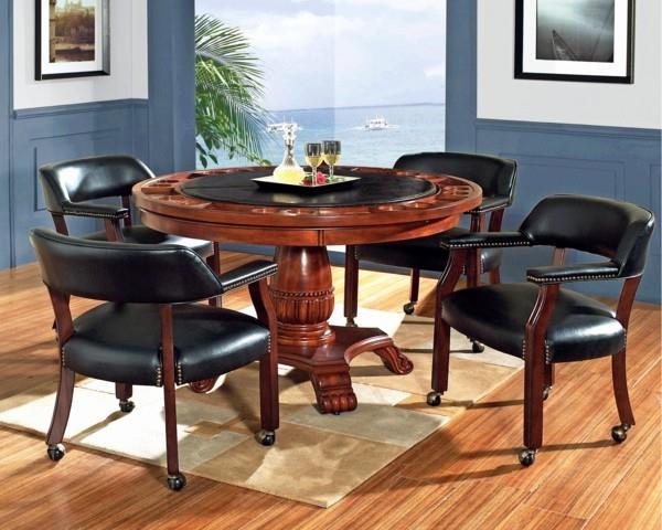 ruokapöydän tuolit, joissa on käsinojat, mukava, käytännöllinen musta nahka