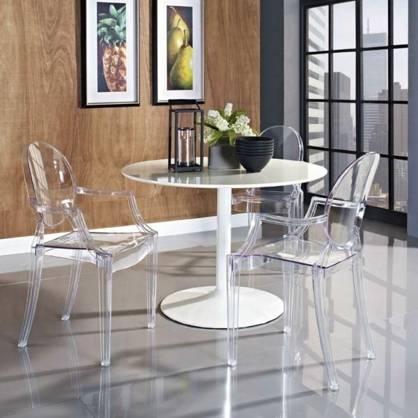 ruokapöydän tuolit käsinojilla kaunis muotoilu läpinäkyvä