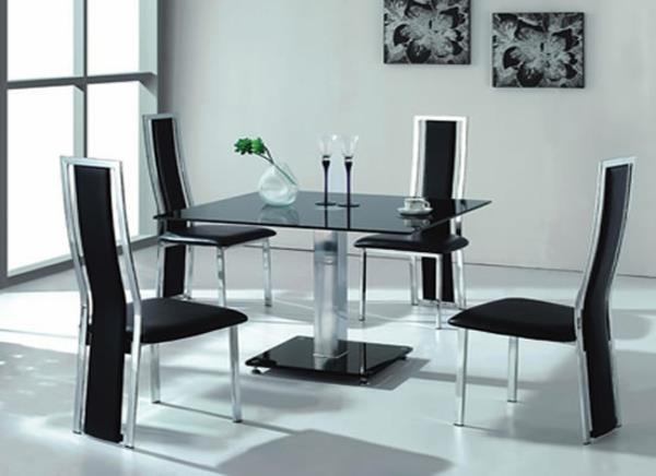 ruokapöytä ja tuolit ruokapöytä lasi musta pukeutuja ruokasali