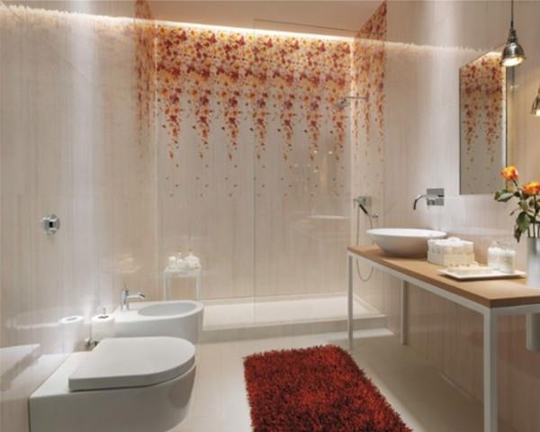 eksoottisia punaisia ​​aksentteja kylpyhuoneen suunnitteluideoita