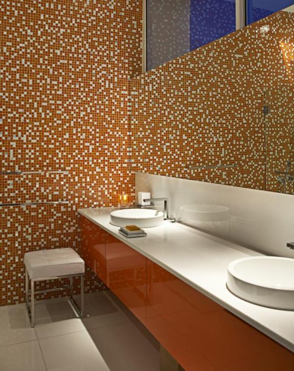 eksoottinen yksityinen hotelli indonesia design mosaiikkilaatat kylpyhuone oranssi