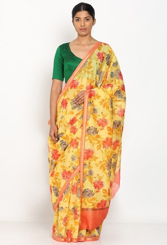 Blomstertryk Handloom Saree