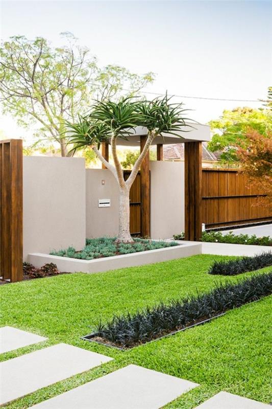 ulkosuunnitteluideoita minimalistinen moderni etupihan suunnittelu nurmikko