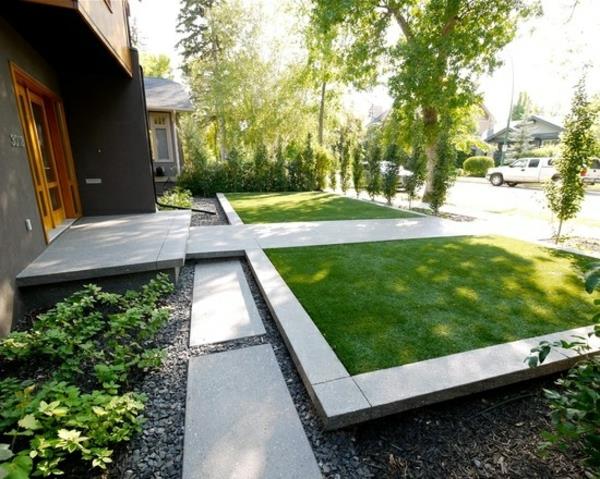 ulkoasun ideoita moderni etupihan suunnittelu symmetriset nurmikot