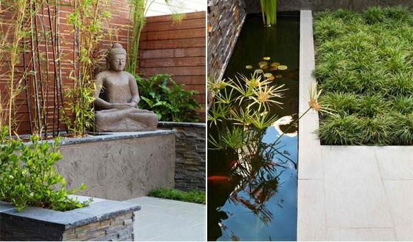 ulkoaasialainen puutarha patio zen deco ideoita