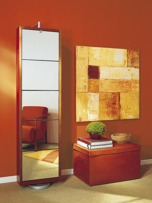 ylellinen peili idea asennus eteinen käytävä oranssi seinäkaappi