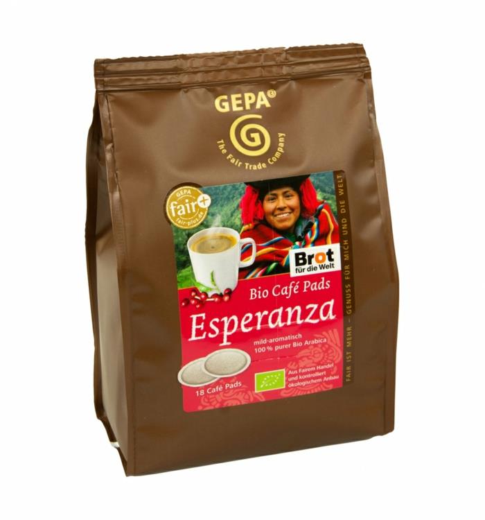 reilun kaupan kahvi orgaaninen arabica cafe pads esperanza gepa shop