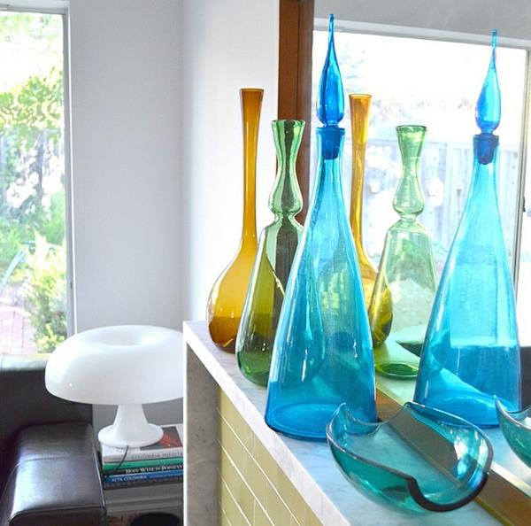 perhehuone läpinäkyvät koriste -esineet maljakot lasi värikäs