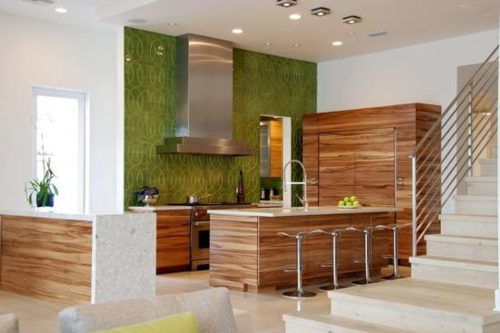 keittiön seinien värit vihreät kaakeloidut peilit