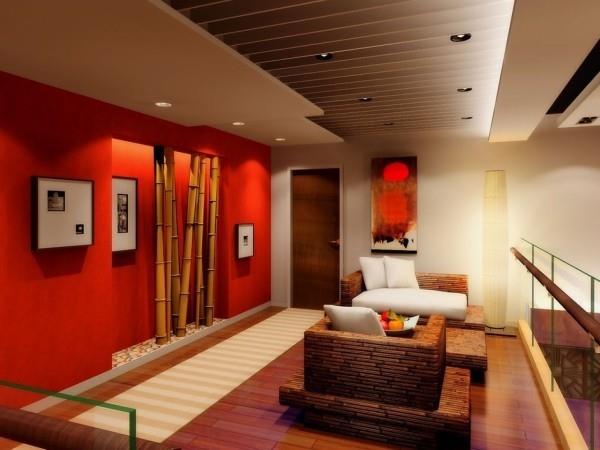 värit olohuone bambu koristelu edessä punainen taustakuva