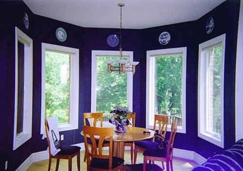 värikäs ruokasalin suunnitteluideoita violetti violetti sisustus