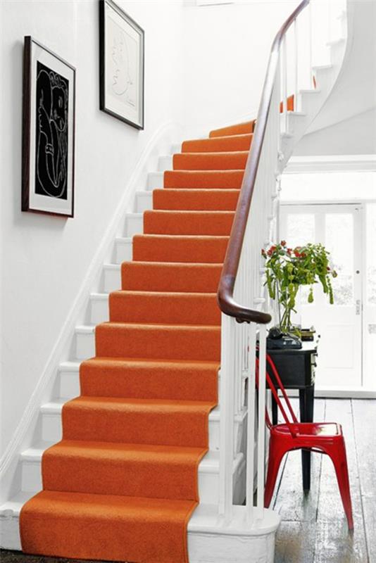 väri suunnittelu eteisen seinäideoita oranssi juoksija portaat