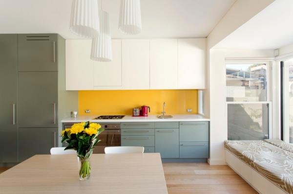värisuunnittelu keittiökalusteet keittiöideat suunnittelu keittiö takaseinä keltainen