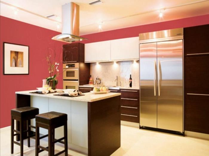 väri-design-keittiö-keltainen-keittiö-keittiö-punainen-seinä