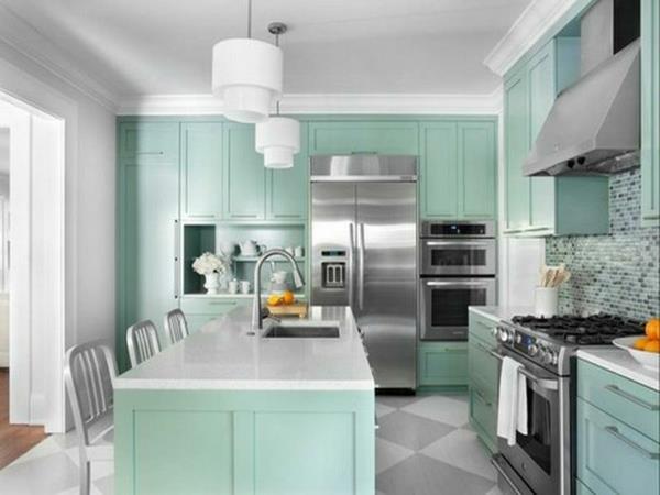 väri suunnittelu keittiö keittiö saari työtaso keittiön etuosat mintunvihreä