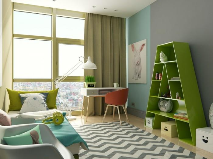värisuunnittelu lastenhuone rauhoittavat värit vihreät sävyt siksak -kuvioita