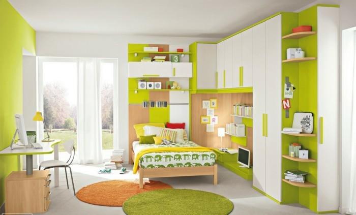 värisuunnittelu lastenhuone pieni lastenhuone vihreä valkoinen