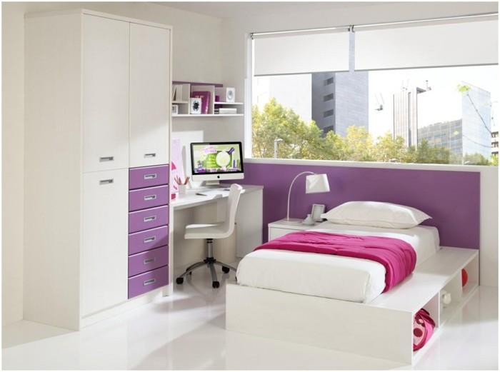 värisuunnittelu lastenhuone pieni lastenhuone violetti valkoinen sisustus
