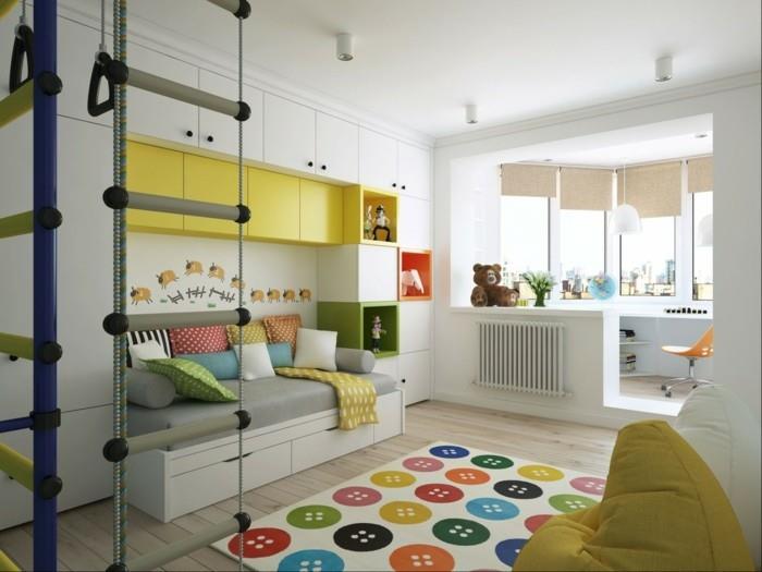 värisuunnittelu lastenhuoneen oppimisalue sohva värikäs matto