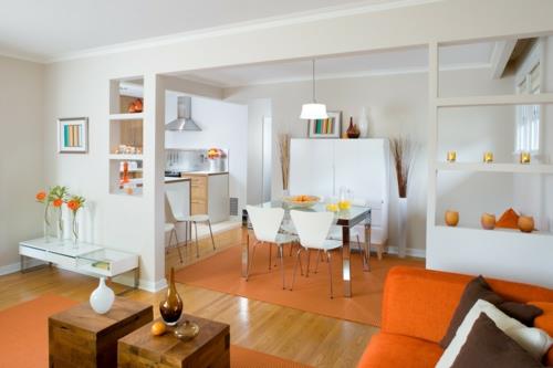 värisuunnittelu kauniilla kuvioilla värikäs valkoinen oranssi ruokasali keittiö