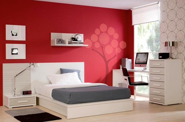 värisuunnittelu makuuhuoneen seinäkoriste seinän maali punainen seinä tarra seinäsuunnittelu