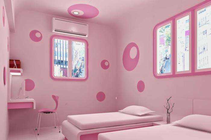 värisuunnittelu makuuhuoneen seinäväri vaaleanpunainen vaaleanpunainen seinäkoriste seinän suunnittelu