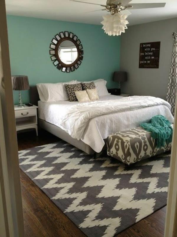 värisuunnittelu makuuhuoneen seinän värit makuuhuone mintunvihreä