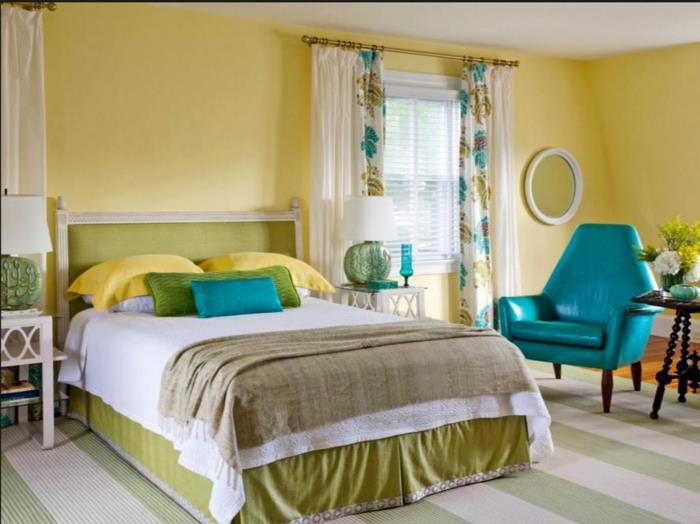 värisuunnittelu makuuhuoneen seinän suunnittelu seinän suunnittelu sametti keltainen sininen
