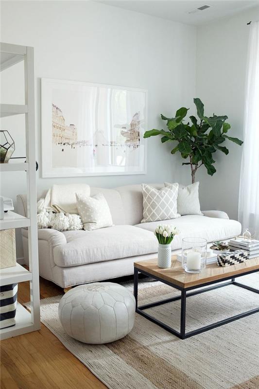 värimaailma olohuone vaaleanvihreä kirkas sohva kasveja