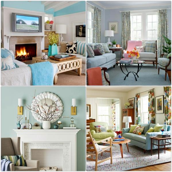 värisuunnittelu olohuoneen seinän värit design mintunvihreä olohuoneen huonekalut