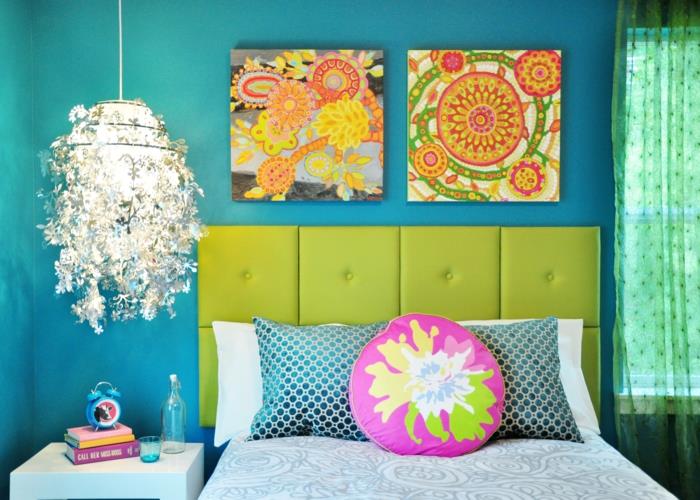 värisuunnittelu olohuoneen seinän suunnittelu seinän suunnittelu sininen raikas vihreä