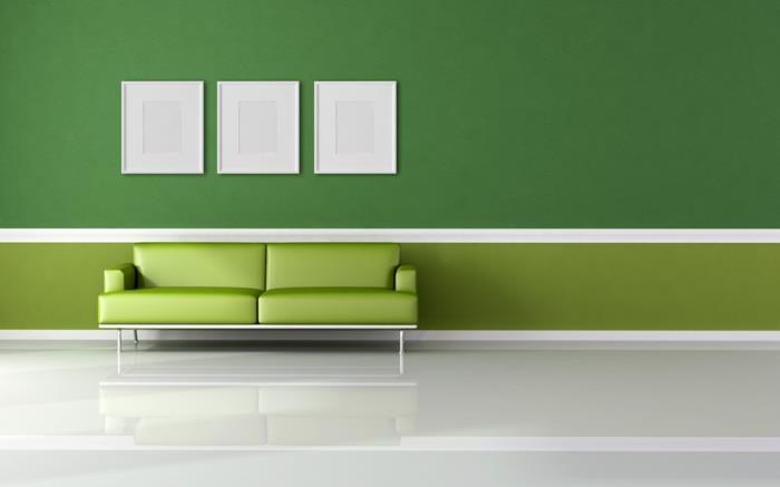 värisuunnittelu olohuoneen seinän suunnittelu seinän suunnittelu vihreä vaalea tumma