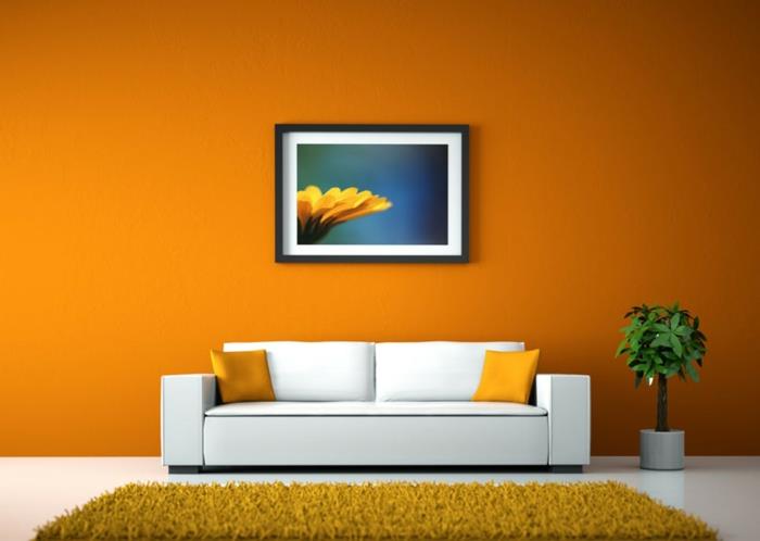 värisuunnittelu olohuoneen seinän suunnittelu seinän suunnittelu kurpitsa keltainen