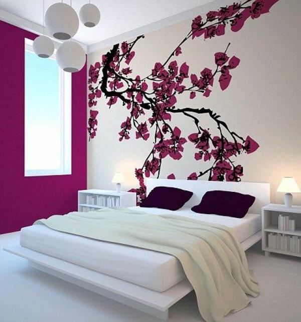 väriideat makuuhuoneen seinän suunnittelu makuuhuoneen seinän väri violetti