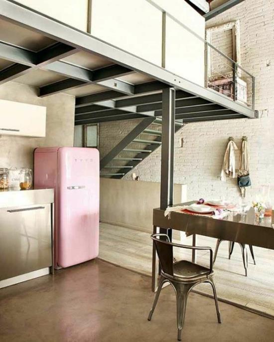 väri ideoita keittiö jääkaappi vaaleanpunainen väri aksentti suosikki väri