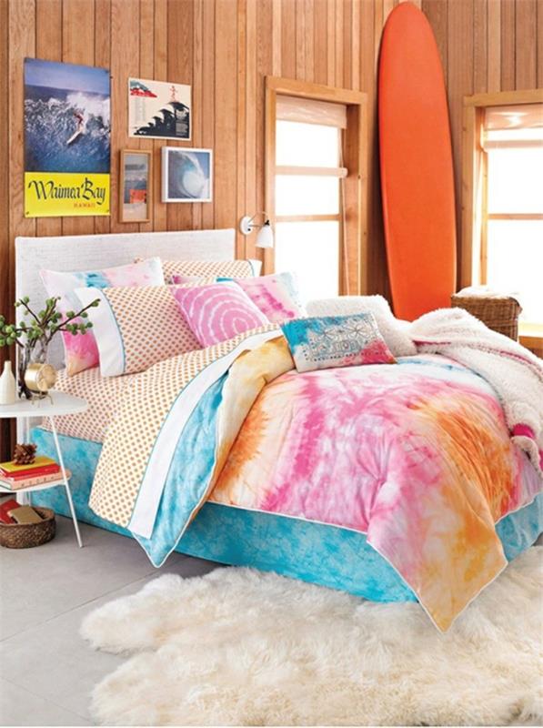 väriideat makuuhuone värilliset sisustusideat värikäs päiväpeite