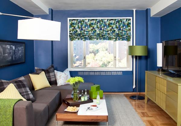 väri -idea olohuoneen sininen seinä