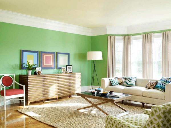 väri -idea olohuone vihreä sisalmatto