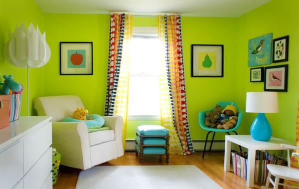 väriideat olohuone neonvihreä lastenhuone