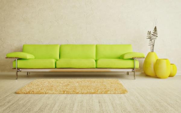 väriideoita olohuone neonvihreä sohva